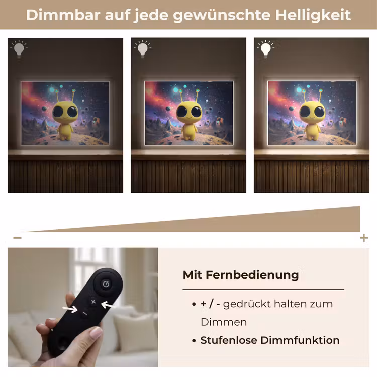 Alien - Ruimte - Geel - Planeten Light Box met batterij (Wandlamp kind) middel -USP_dimbaarDE