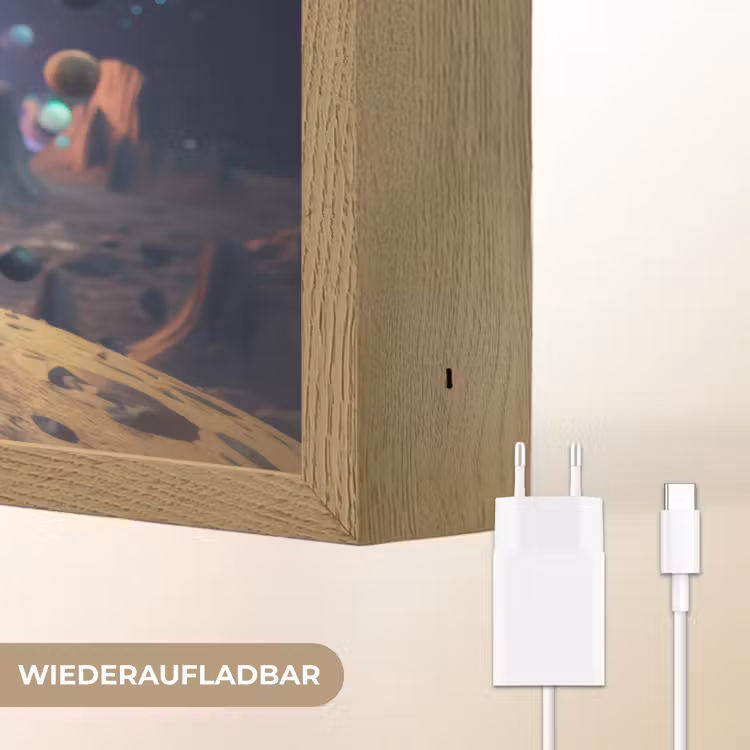 Alien - Ruimte - Geel - Planeten Light Box met batterij (Wandlamp kind) middel -USP_websiteoplaadbaarDE
