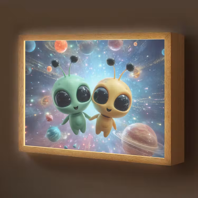 Aliens - Ruimte - Planeten Light Box met batterij (Wandlamp kind) middel -z3d_website