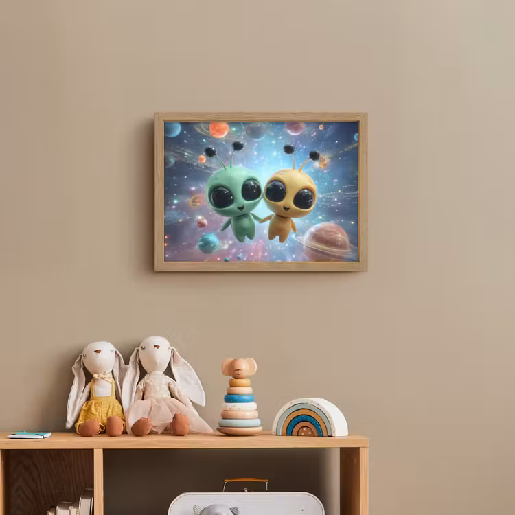Aliens - Ruimte - Planeten Light Box met batterij (Wandlamp kind) middel -sfeer2_kind