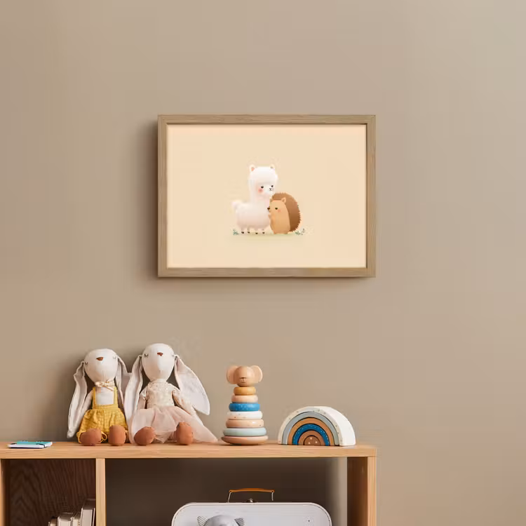 Alpaca - Egel - Bruin - Knuffelen Light Box met batterij (Wandlamp kind) middel -sfeer2_kind