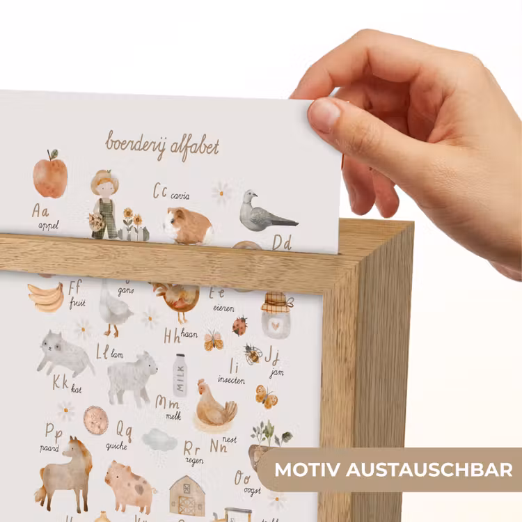 Alfabet - Boerderij - Educatief - Letters leren voor kinderen - Dieren Light Box met kabel (Wandlamp kind) klein -USP_websiteprintDE