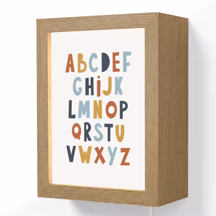 Alfabet - Educatief - Letters leren voor kinderen - Kleuren Light Box met kabel (Wandlamp kind) klein -3d