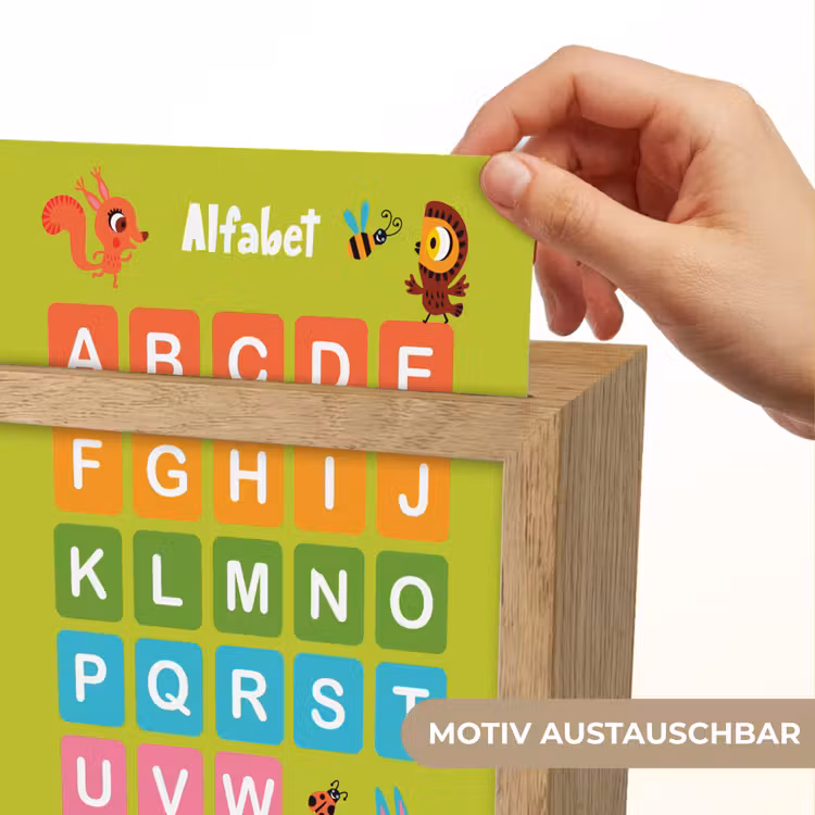 Alfabet - Educatief - Letters leren voor kinderen - Groen - Dieren Light Box met kabel (Wandlamp kind) klein -USP_websiteprintDE