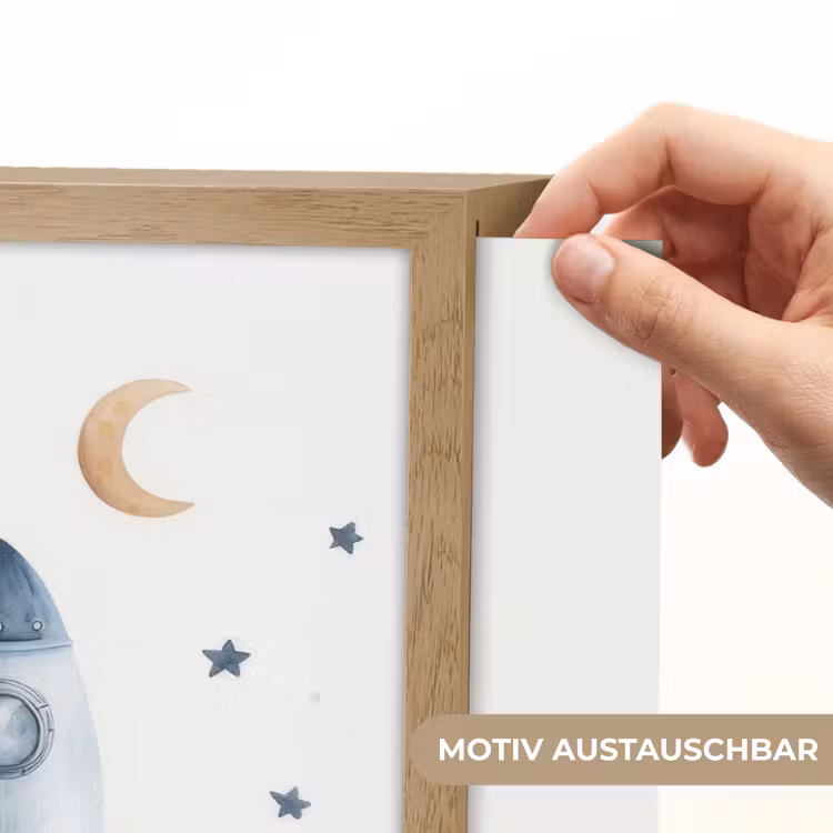 Waterverf - Planeten - Sterren - Raket Light Box met batterij (Wandlamp kind) middel -USP_websiteprintDE