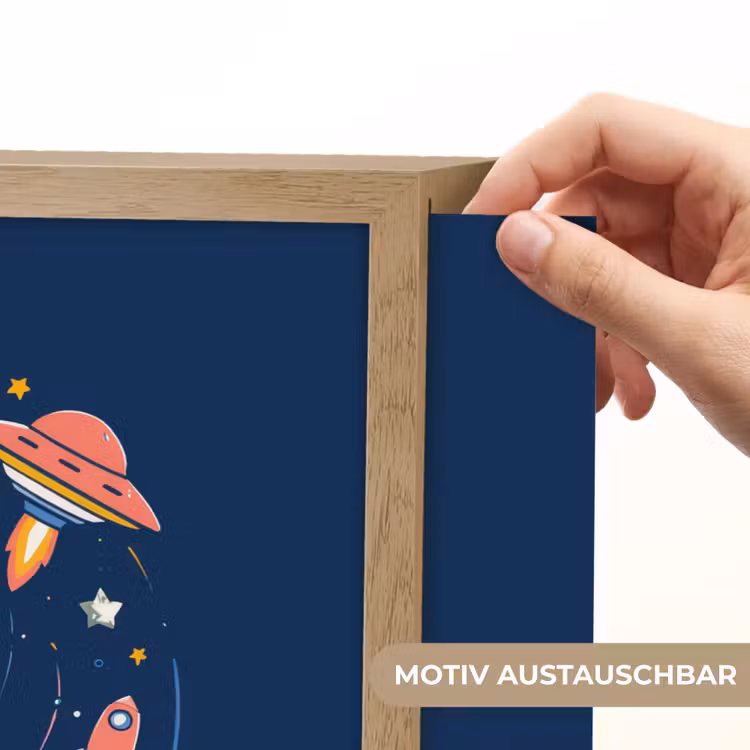 Astronaut - Planeten - Raket Light Box met batterij (Wandlamp kind) middel -USP_websiteprintDE