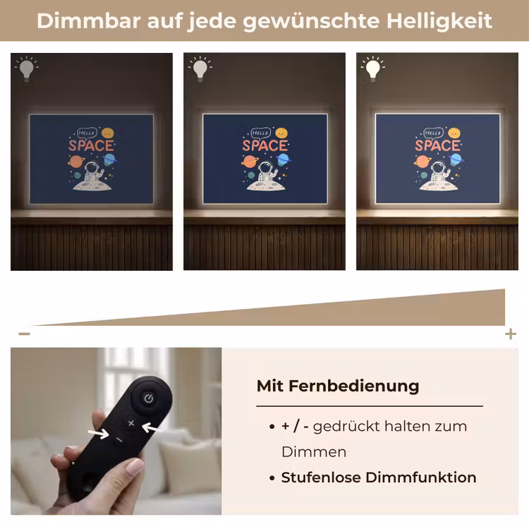 Astronaut - Ruimte - Planeten Light Box met batterij (Wandlamp kind) middel -USP_dimbaarDE