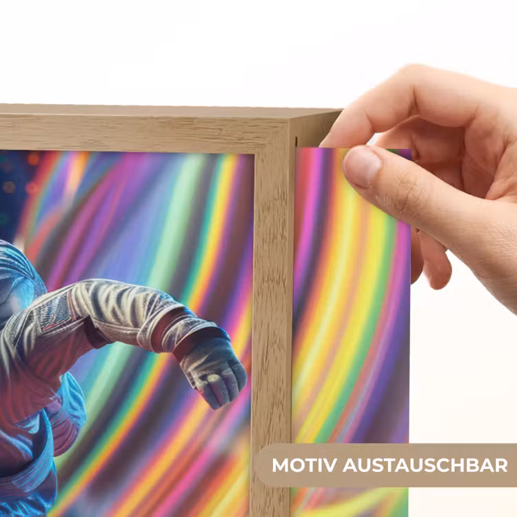 Astronaut - Ruimte - Skateboard - Kleurrijk Light Box met batterij (Wandlamp kind) middel -USP_websiteprintDE