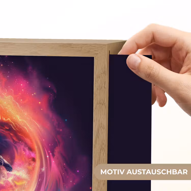 Astronaut - Ruimte - Surfen - Kleurrijk Light Box met batterij (Wandlamp kind) middel -USP_websiteprintDE