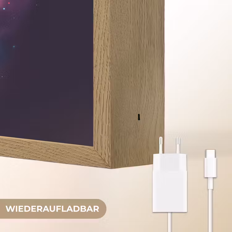 Astronaut - Ruimte - Surfen - Kleurrijk Light Box met batterij (Wandlamp kind) middel -USP_websiteoplaadbaarDE