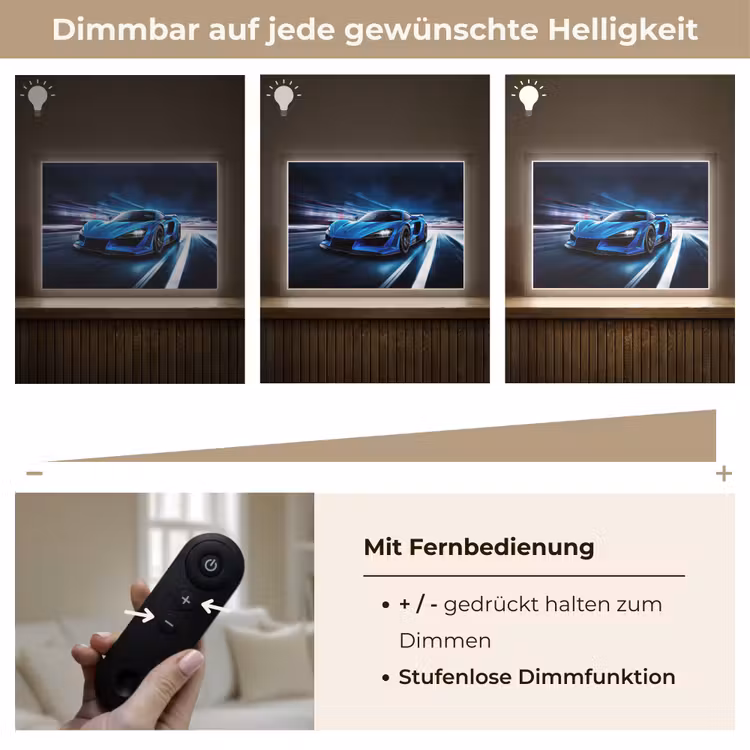 Auto - Blauw - Jongens - Kind Light Box met batterij (Wandlamp kind) middel -USP_dimbaarDE