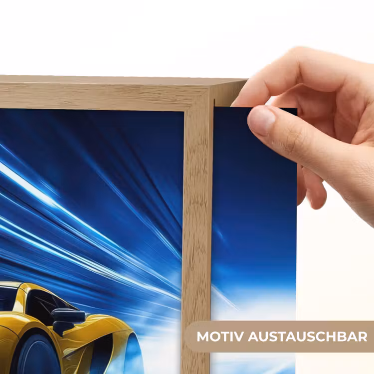 Auto - Geel - Race - Blauw Light Box met batterij (Wandlamp kind) middel -USP_websiteprintDE