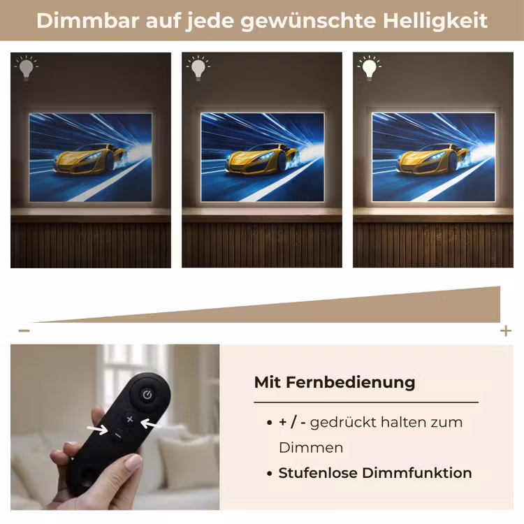 Auto - Geel - Race - Blauw Light Box met batterij (Wandlamp kind) middel -USP_dimbaarDE