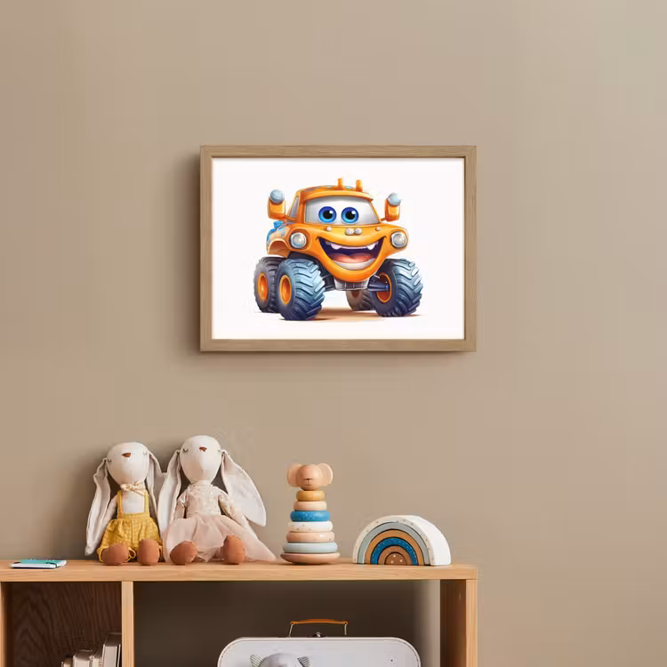 Auto - Oranje - Jongen - Kind Light Box met batterij (Wandlamp kind) middel -sfeer2_kind