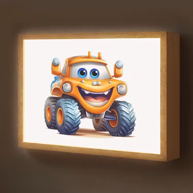 Auto - Oranje - Jongen - Kind Light Box met batterij (Wandlamp kind) middel -z3d_website