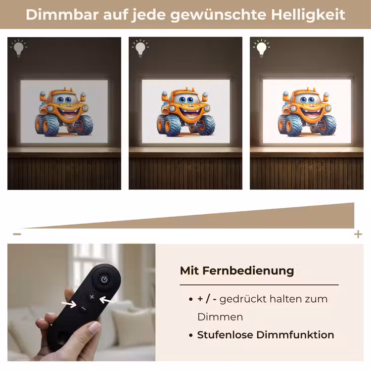 Auto - Oranje - Jongen - Kind Light Box met batterij (Wandlamp kind) middel -USP_dimbaarDE