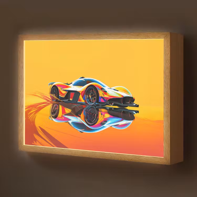 Auto - Race - F1 - Jongens - Geel - Rood Light Box met batterij (Wandlamp kind) middel -z3d_website