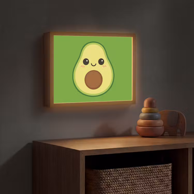 Avocado - Groen - Speels Light Box met batterij (Wandlamp kind) middel -sfeer5_kind