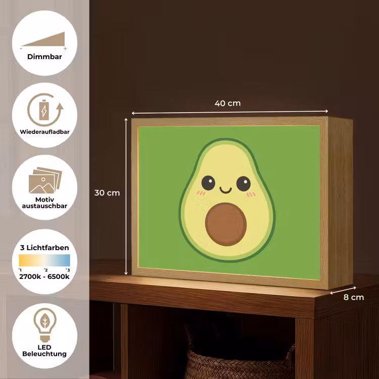 Avocado - Groen - Speels Light Box met batterij (Wandlamp kind) middel -USP_websiteoverzichtDE