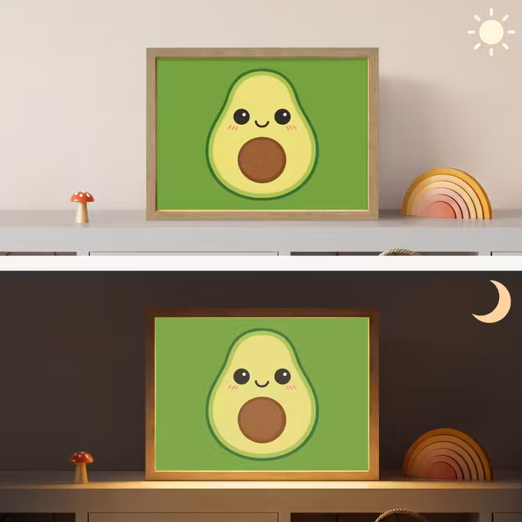 Avocado - Groen - Speels Light Box met batterij (Wandlamp kind) middel -sfeer3_kind