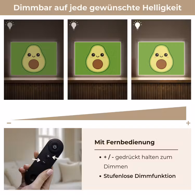 Avocado - Groen - Speels Light Box met batterij (Wandlamp kind) middel -USP_dimbaarDE