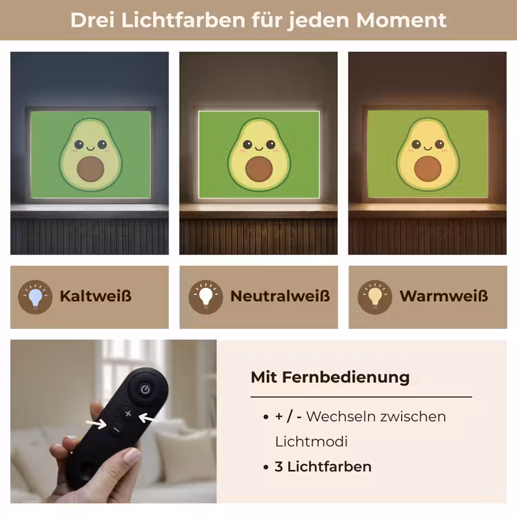 Avocado - Groen - Speels Light Box met batterij (Wandlamp kind) middel -USP_lichtkleurDE