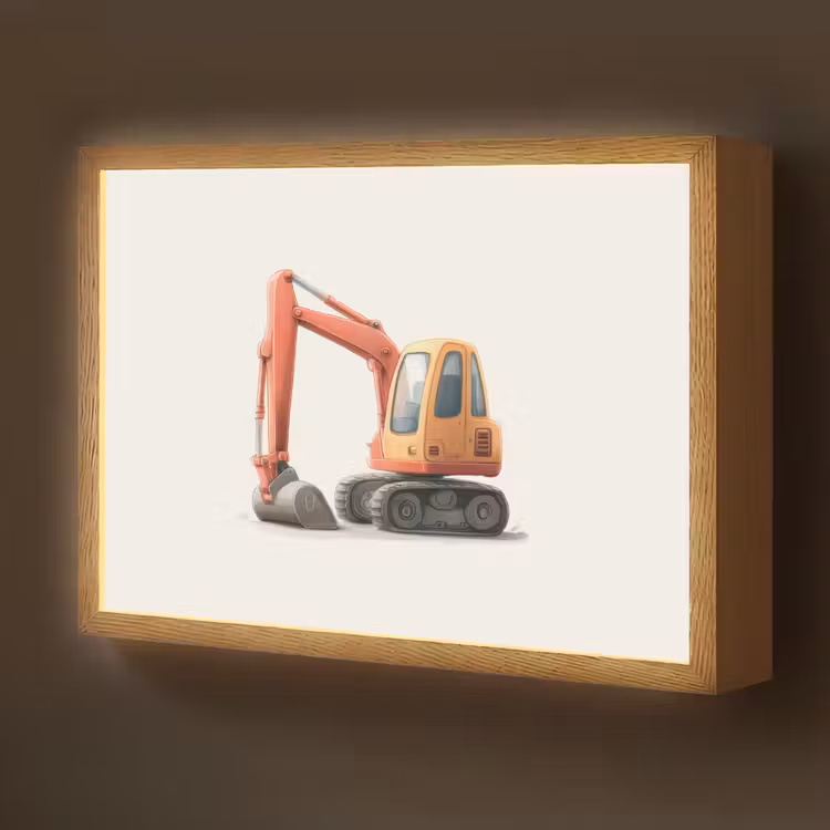 Graafmachine - Oranje - Illustratie - Minimalistisch Light Box met batterij (Wandlamp kind) middel -z3d_website