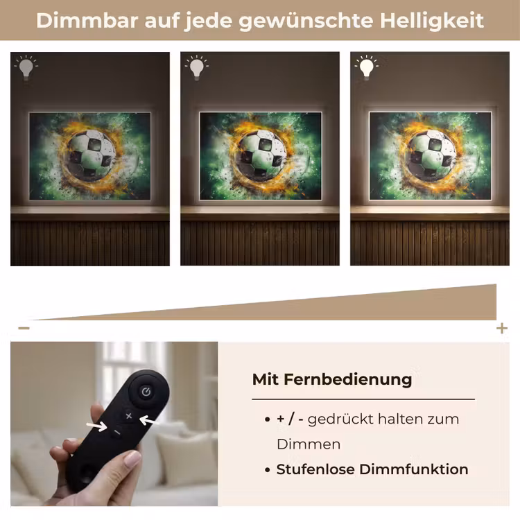 Bal - Voetbal - Groen - Oranje - Rook Light Box met batterij (Wandlamp kind) middel -USP_dimbaarDE