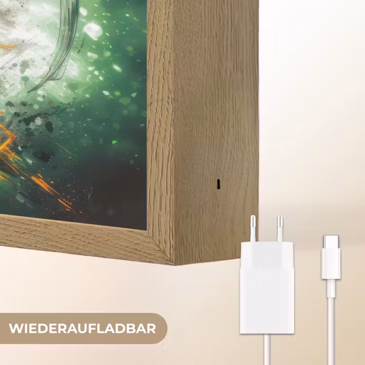 Bal - Voetbal - Groen - Oranje - Rook Light Box met batterij (Wandlamp kind) middel -USP_websiteoplaadbaarDE