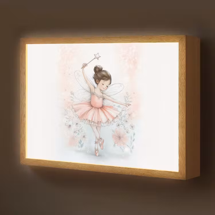 Ballerina - Fee - Roze Light Box met batterij (Wandlamp kind) middel -z3d_website