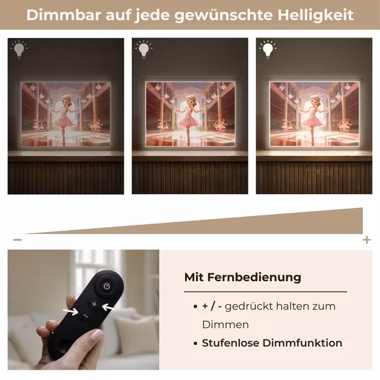 Ballerina - Meisjes - Roze - Kinderen Light Box met batterij (Wandlamp kind) middel -USP_dimbaarDE