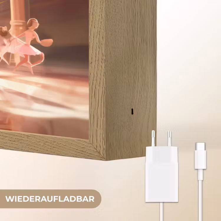 Ballerina - Meisjes - Roze - Kinderen Light Box met batterij (Wandlamp kind) middel -USP_websiteoplaadbaarDE