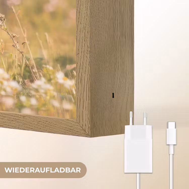 Beer - Bloemenveld - Gras Light Box met batterij (Wandlamp kind) middel -USP_websiteoplaadbaarDE