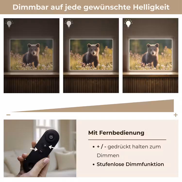 Beer - Bloemenveld - Gras Light Box met batterij (Wandlamp kind) middel -USP_dimbaarDE