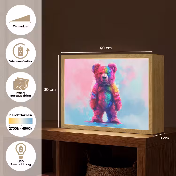 Beer - Kleurrijk - Dier Light Box met batterij (Wandlamp kind) middel -USP_websiteoverzichtDE