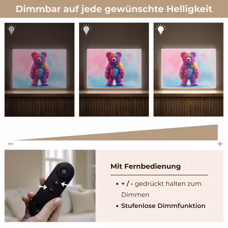 Beer - Kleurrijk - Dier Light Box met batterij (Wandlamp kind) middel -USP_dimbaarDE