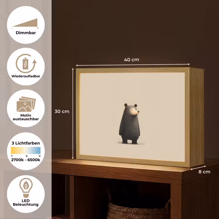 Beer - Donkerbruin - Minimalistisch Light Box met batterij (Wandlamp kind) middel -USP_websiteoverzichtDE