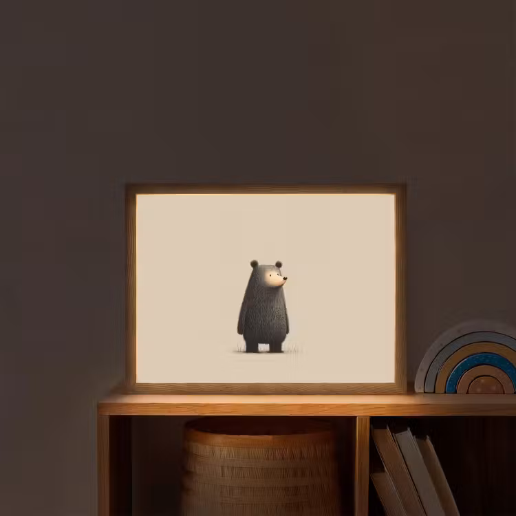 Beer - Donkerbruin - Minimalistisch Light Box met batterij (Wandlamp kind) middel -sfeer1_kind