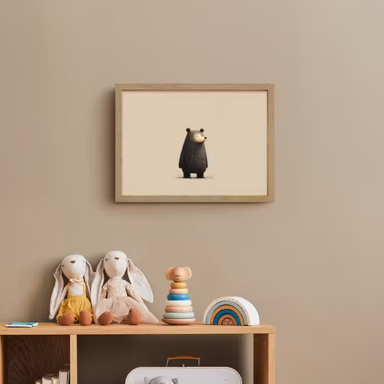 Beer - Donkerbruin - Minimalistisch Light Box met batterij (Wandlamp kind) middel -sfeer2_kind
