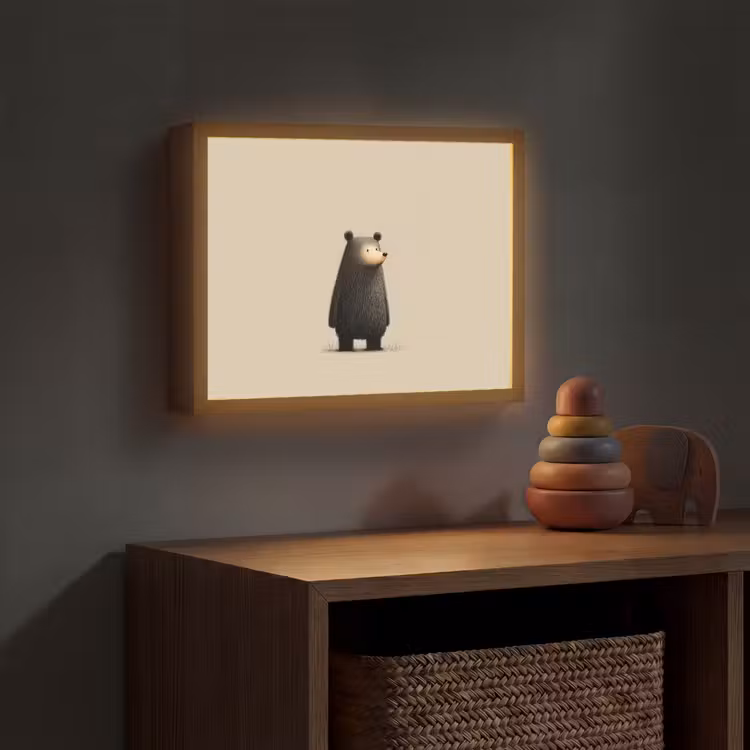 Beer - Donkerbruin - Minimalistisch Light Box met batterij (Wandlamp kind) middel -sfeer5_kind