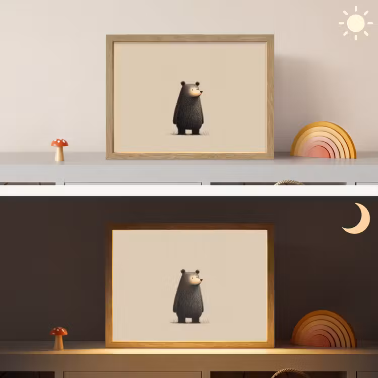 Beer - Donkerbruin - Minimalistisch Light Box met batterij (Wandlamp kind) middel -sfeer3_kind