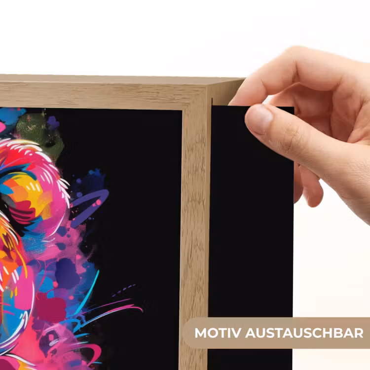 Beer - Verf - Kleurrijk - Knuffeldier Light Box met batterij (Wandlamp kind) middel -USP_websiteprintDE