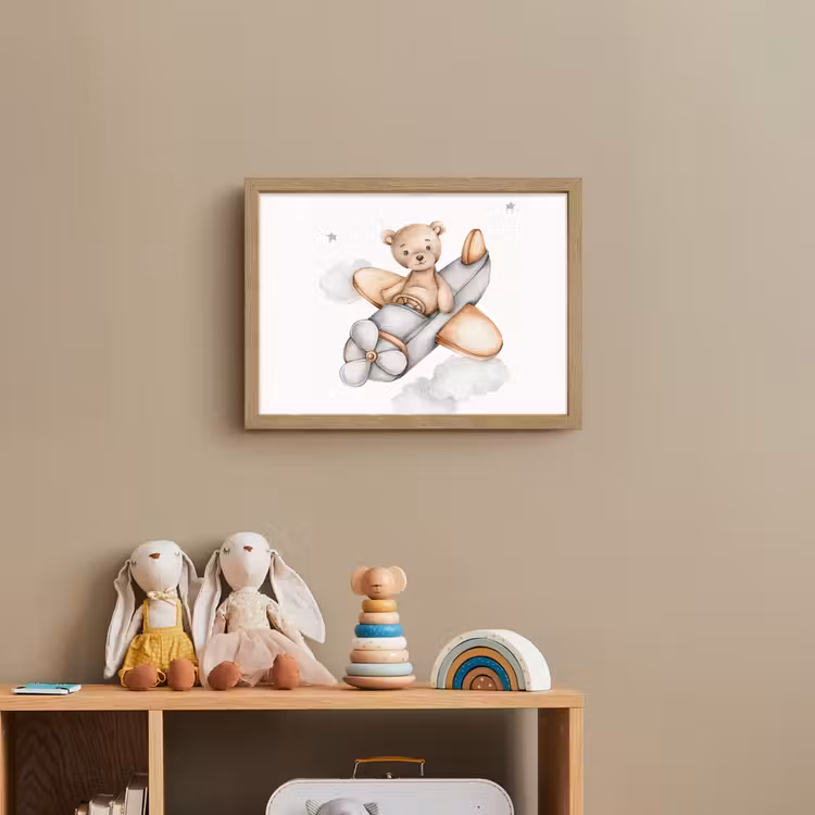Beer - Vliegtuig - Sterren - Kinderen Light Box met batterij (Wandlamp kind) middel -sfeer2_kind
