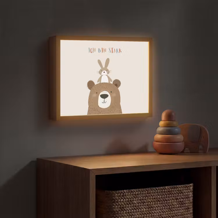 Beer - Konijn - Beige - Dieren - Quote Light Box met batterij (Wandlamp kind) middel -sfeer5_kind