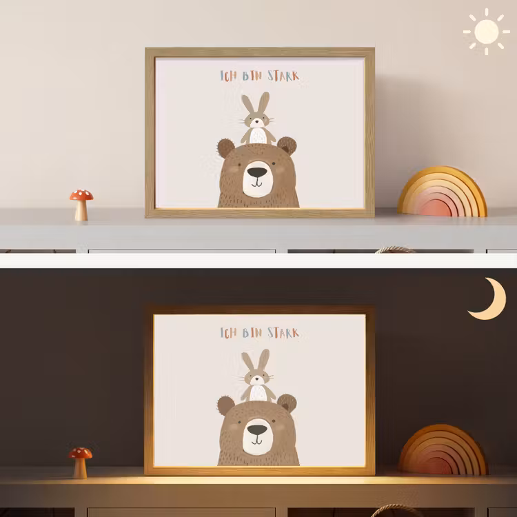 Beer - Konijn - Beige - Dieren - Quote Light Box met batterij (Wandlamp kind) middel -sfeer3_kind