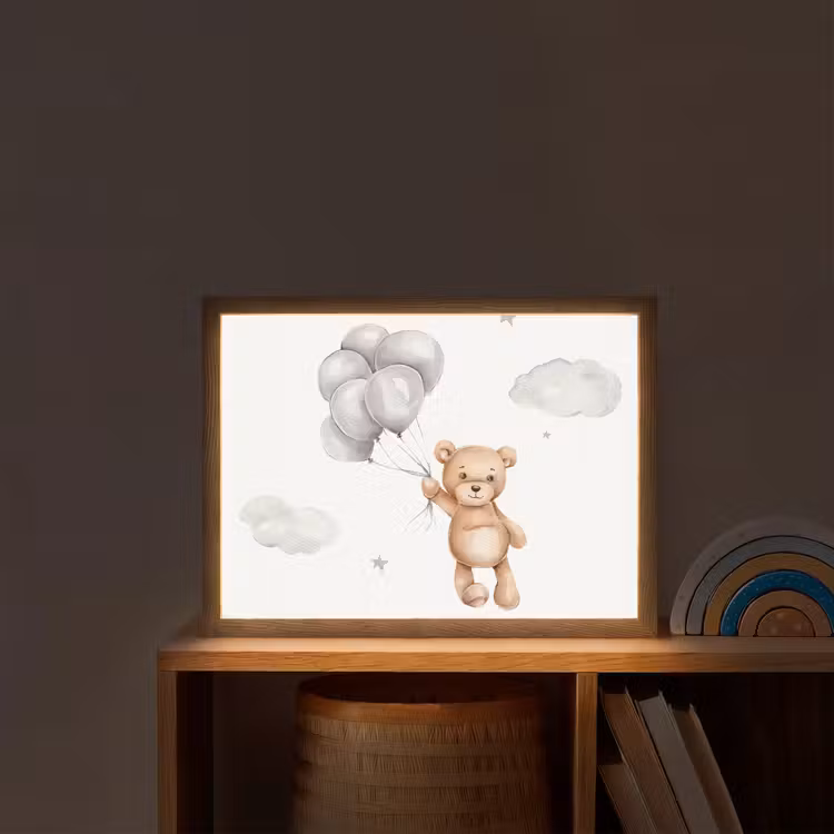 Beer - Ballon - Sterren - Kinderen Light Box met batterij (Wandlamp kind) middel -sfeer1_kind