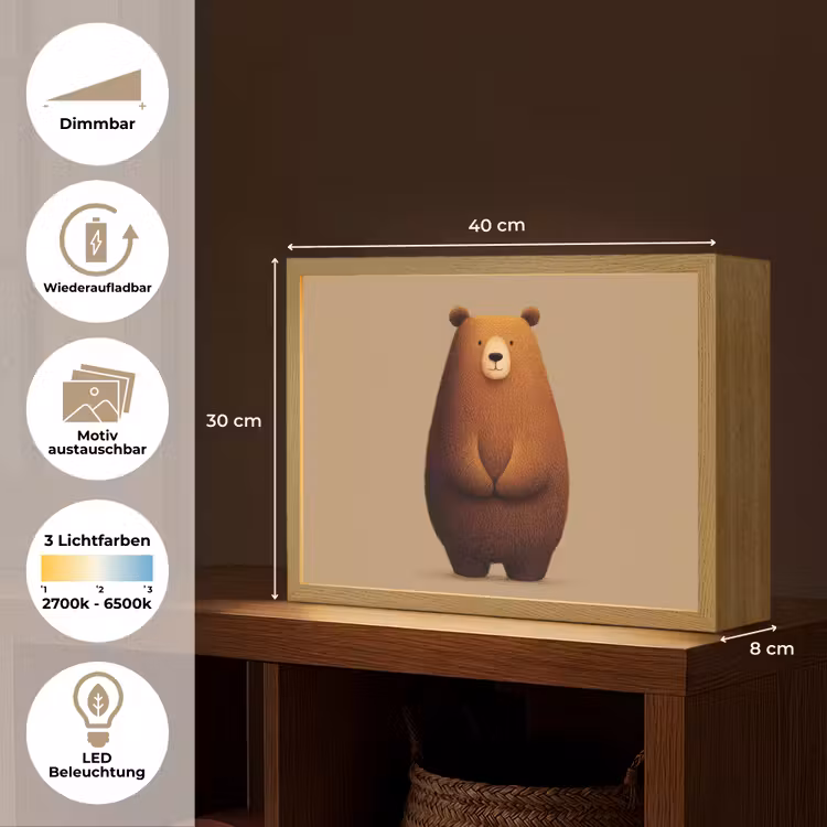 Beer - Minimalistisch - Bruin Light Box met batterij (Wandlamp kind) middel -USP_websiteoverzichtDE