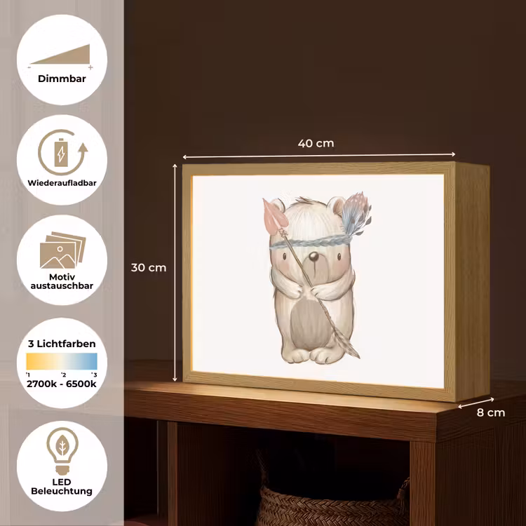 Beer - Dier - Bosdieren Light Box met batterij (Wandlamp kind) middel -USP_websiteoverzichtDE
