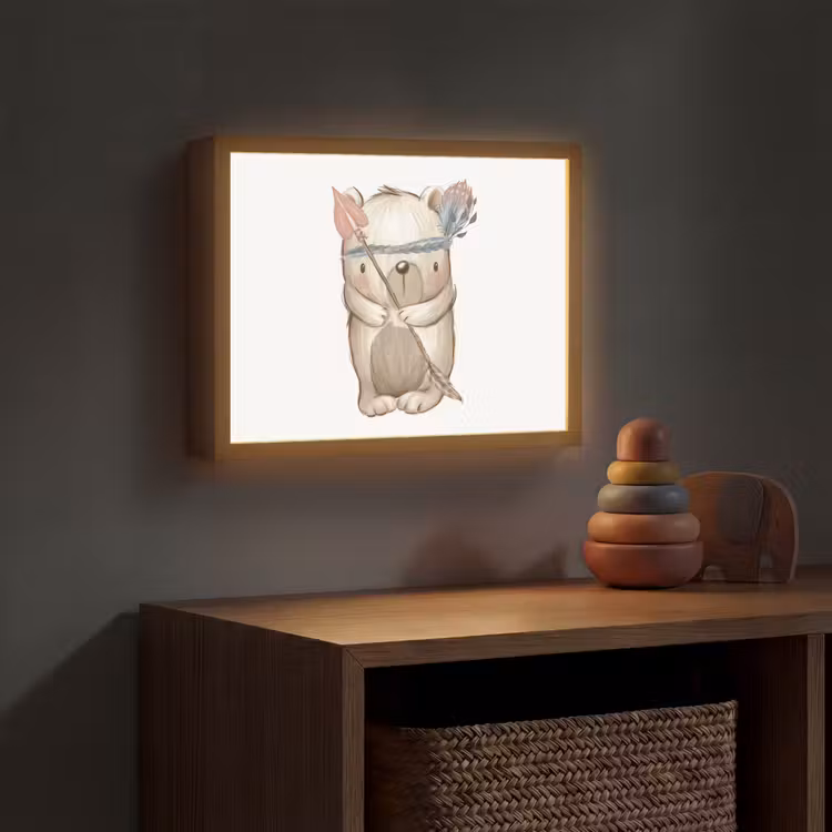 Beer - Dier - Bosdieren Light Box met batterij (Wandlamp kind) middel -sfeer5_kind