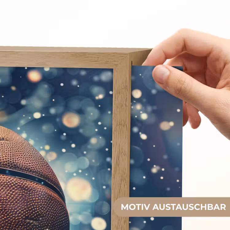 Basketbal - Vuur - Sport - Blauw - Oranje Light Box met batterij (Wandlamp kind) middel -USP_websiteprintDE